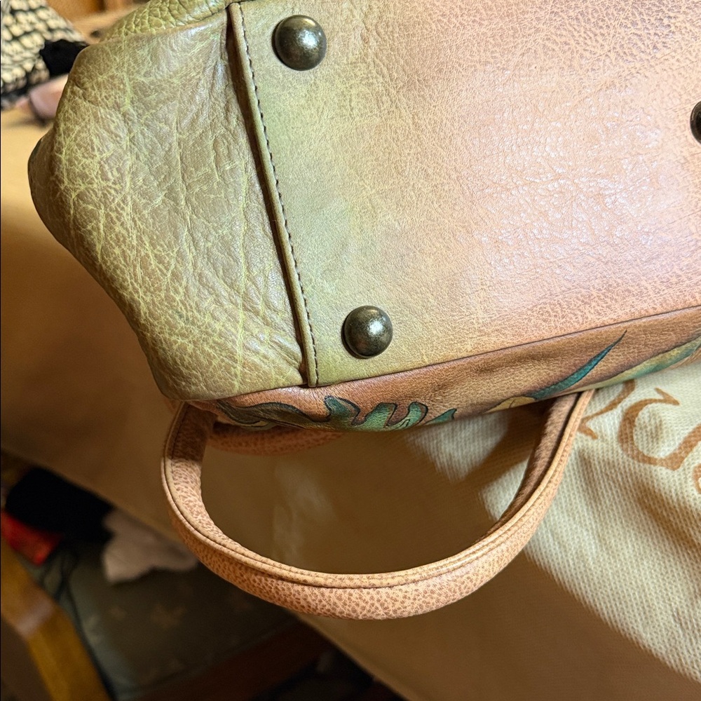 FINAL PRICE $125. Anuschka Hand-Painted Floral Leather Shoulder Bag - Multicolor - Picture 9 of 16